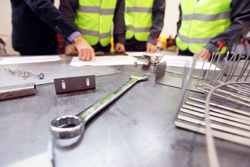 Business man and workers