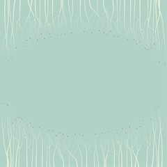 The background for the label. Depicts tree branches of beige color with red berries on a blue background.