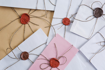 Letters with seal on table