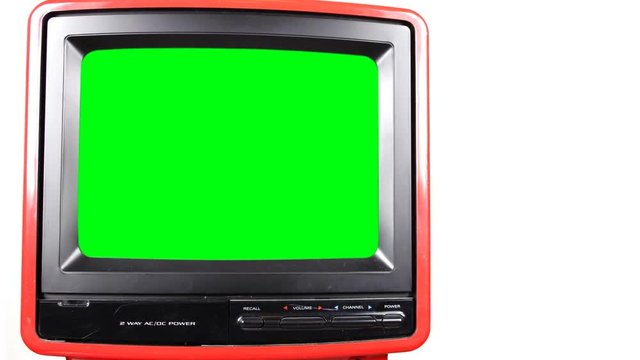 retro red television spinning around