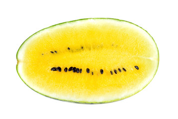 yellow watermelon slices on white background