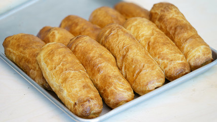 Georgian tsomi with potatoes on a tray