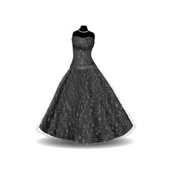 black party dress on a white background
