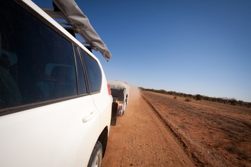 Touring Outback Australia - Four Wheel Drive Towing Camper Trailer