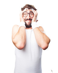 crazy sports man worried expression