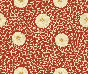 Traditional Chinese floral seamless  pattern for your design. Modern fabric design pattern. Desktop wallpaper. Background. Seamless pattern for printing, interior decoration, textiles, wrapping paper.