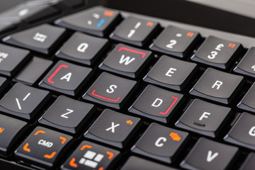 Gaming keyboard closeup detail