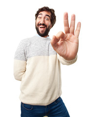 young crazy man happy expression