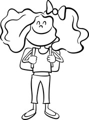 school girl coloring page