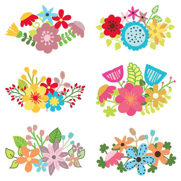 Floral set, flower design elements