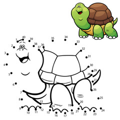 Vector Illustration of Education dot to dot game - Turtle