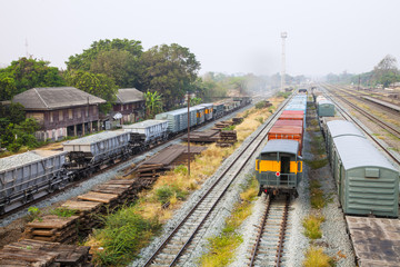 Line of railway crossing in rural of Thailand.