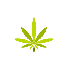 Marijuana leaf icon in flat style on a white background