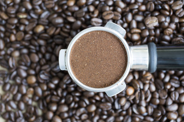Portafilter and Coffee Beans