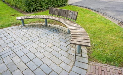 round shaped bench with grass