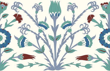 Floral pattern for your design. Traditional Arabic seamless ornament.  Iznik. Vector. Background.