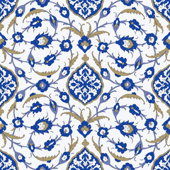 Floral pattern for your design. Traditional Arabic seamless ornament.  Iznik. Vector. Background.
