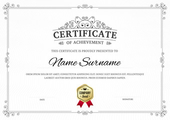 Certificate of achievement vector template background. - 117985830