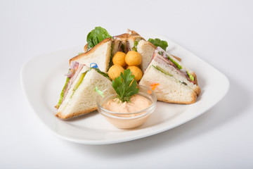 Sandwiches with cheese balls