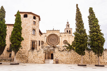Fototapeta na wymiar Benedictine monastery in Sant Cugat, Spain