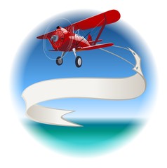 Retro Biplane with Banner. Available EPS-10 vector format separated by groups and layers for easy edit