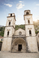 Fototapeta na wymiar Montenegro, Kotor, Cathedral of St Tryphon, cityscape.