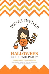 pumpkin girl halloween invitation card for costume night party c