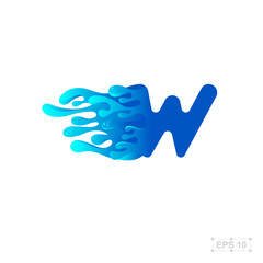 letter W logo,water,splash,waves
