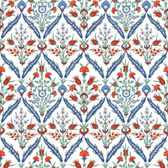 Floral pattern for your design. Traditional Arabic seamless ornament.  Iznik. Vector. Background.