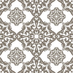 Vintage Baroque Rococo ornament pattern. Vector damask decor. Royal Victorian texture for wallpapers, textile, fabric