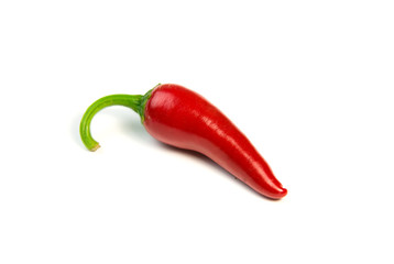 One ripe red Chilli peppers on white
