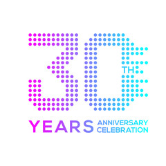 30 years anniversary with a circle,dotted,digital,technology logo