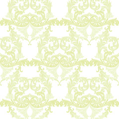 Vintage Baroque ornament pattern. Vector Luxury damask decor. Royal Victorian texture for wallpapers, textile, fabric. Luminary green color