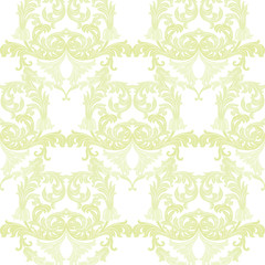 Vintage Baroque ornament pattern. Vector Luxury damask decor. Royal Victorian texture for wallpapers, textile, fabric. Luminary green color