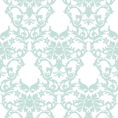 Fototapeta premium Vector Baroque Vintage floral Damask pattern. Luxury Classic ornament, Royal Victorian texture for wallpapers, textile, fabric. Opal blue color