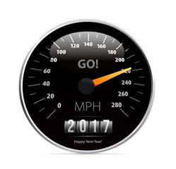 Calendar 2017 in speedometer car.