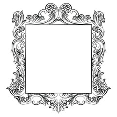 Vintage Imperial Baroque Rococo frame. Vector French Luxury rich carved ornamented decor. Victorian wealthy Style structure