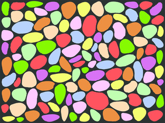 Fundo de pedras ovais coloridas em base preta