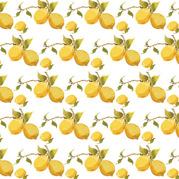 Fresh lemons pattern Vector