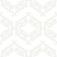 Vector Baroque Vintage floral Damask pattern. Luxury Classic ornament, Royal Victorian texture for wallpapers, textile, fabric. White color