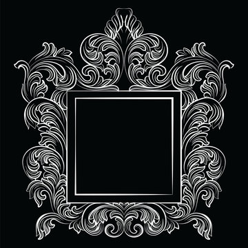 Vintage Imperial Baroque Rococo frame. Vector French Luxury rich carved ornamented decor. Victorian wealthy Style structure