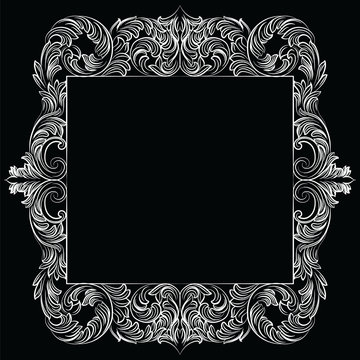 Vintage Imperial Baroque Rococo frame. Vector French Luxury rich carved ornamented Wall Frame. Victorian wealthy Style structure