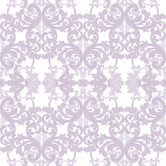 Vintage Rococo ornament pattern. Vector damask decor. Royal Victorian texture for wallpapers, textile, fabric. Lavender color