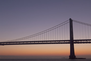 Fototapeta na wymiar silhouette of suspension bridge