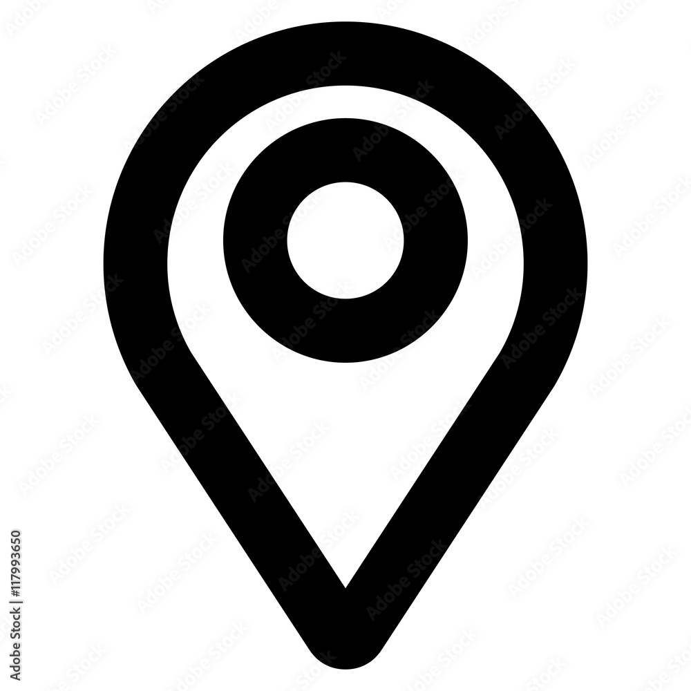 Poster map pointer vector icon. style is outline flat icon symbol, black color, white background.