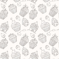 Cupcakes colorful seamless pattern