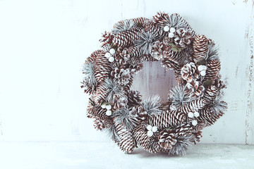 Vintage Christmas Wreath with Natural Cones