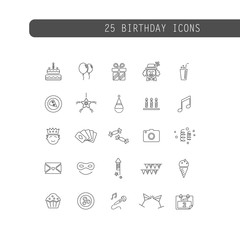 Fototapeta na wymiar Conjunto de iconos de fiesta de cumpleaños