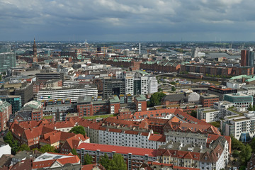 Fototapeta na wymiar Aerial view of Hamburg city