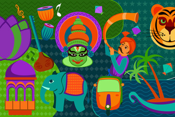 Collage displaying rich cultural heritage of India